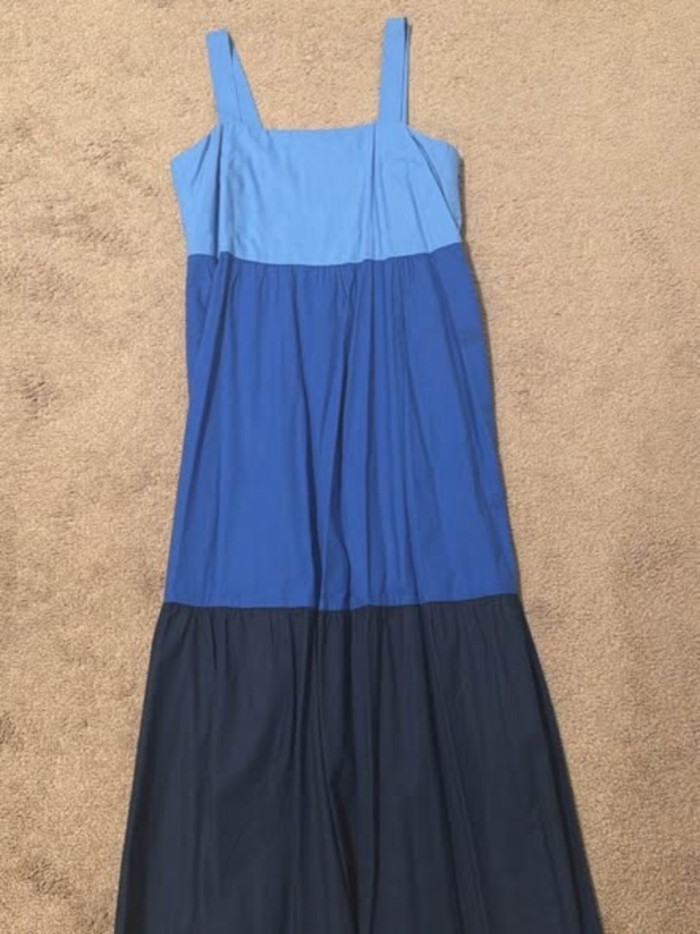 LOFT Blue Color-Block Tiered Maxi Dress